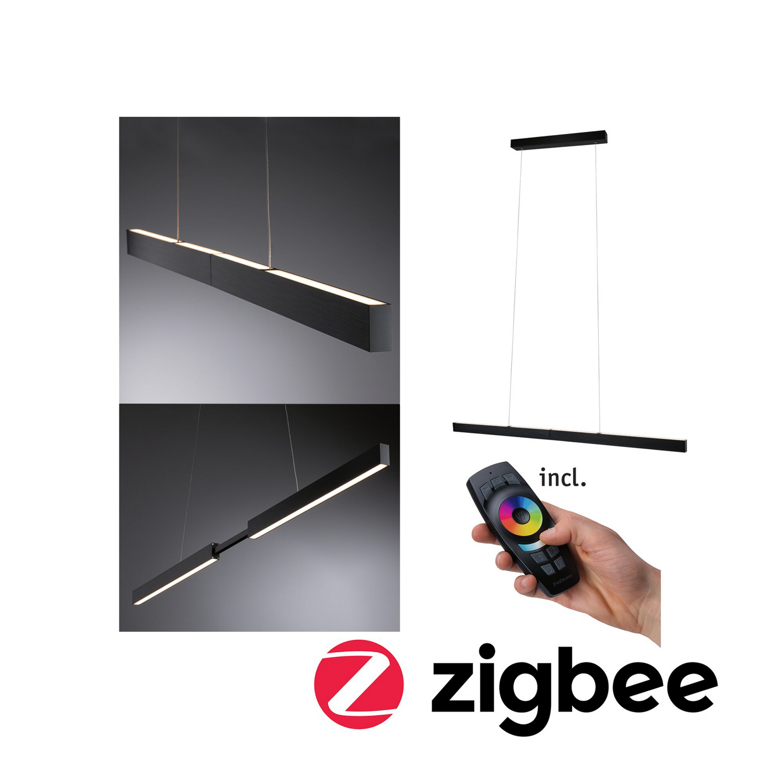 Paulmann LED hanglamp Aptare, zwart, 2700 K, smart, dimbaar.